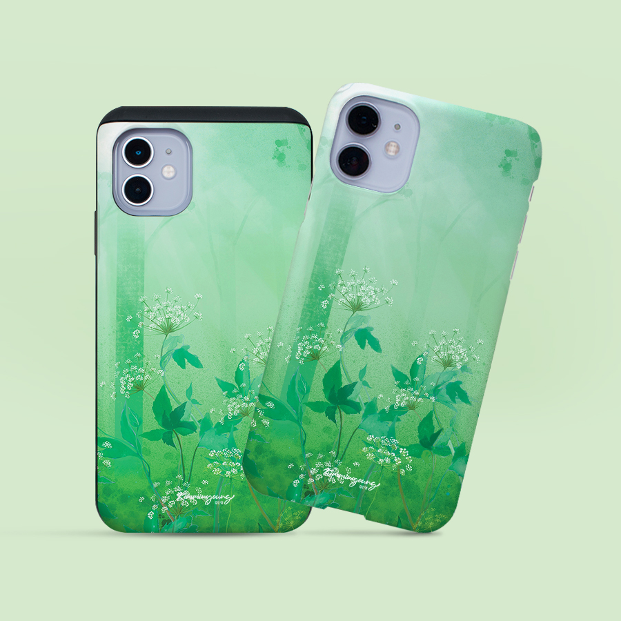 당귀꽃이 핀 아침 숲, 김민영작가 폰케이스 디자인 슬림 젤리 범퍼 카드 아이폰 15 갤럭시 S23