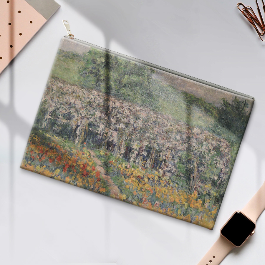Giverny les clematites de Claude Monet 클로드 모네 레더 디자인 파우치 클러치