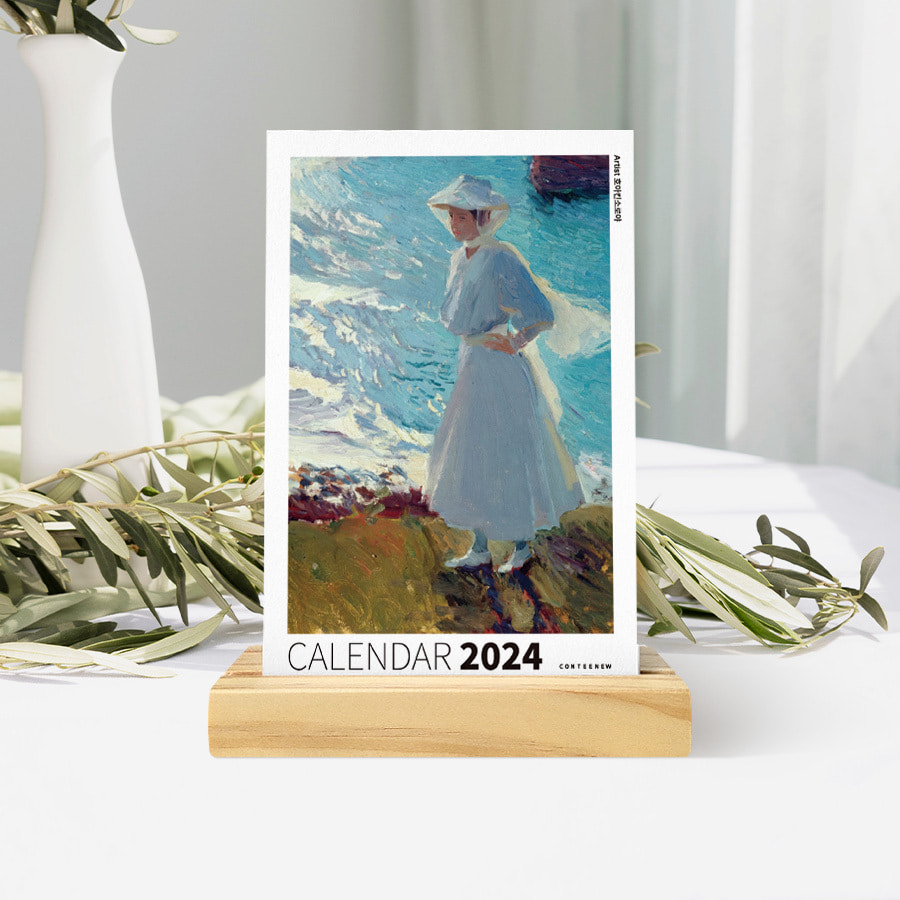 2024년 엽서형 탁상 아트 캘린더, 호아킨 소로야 명화 그림 작품 달력